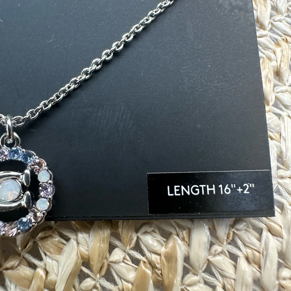 COACH Signature Logo Multi-color Crystal Necklace - Picture 4 of 5